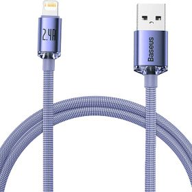 Baseus Crystal Shine Fast Charging 2.4A 1.2 mt Mor Lightning Şarj Kablosu