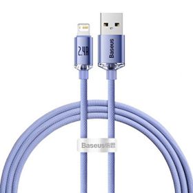 Baseus Crystal Shine Fast Charging 2.4A 1.2 mt Mor Lightning Şarj Kablosu