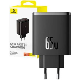 Baseus Cube Pro 2C+U 65W Siyah Şarj Cihazı