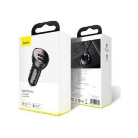Baseus Digital Display Siyah 24W 4.8A Dual USB Çift USB Hızlı Araç Şarjı