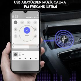 Baseus Energy Column Bluetooth 5.0 Araç Mp3 Dual Usb Araç Şarjı