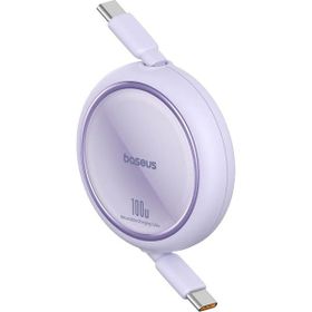 Baseus Free 2 Draw Mini Makaralı Type-C to 100W 1 mt Mor Kablo
