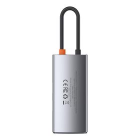 Baseus Metal Gleam 4 in 1 Gri Bağlantı Sayısı 4 Çok Fonksiyonlu Bilgisayar Telefon Hub Adaptörü