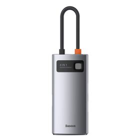 Baseus Metal Gleam 4 in 1 Gri Bağlantı Sayısı 4 Çok Fonksiyonlu Bilgisayar Telefon Hub Adaptörü