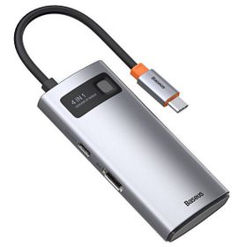 Baseus Metal Gleam 4 in 1 Gri Bağlantı Sayısı 4 Çok Fonksiyonlu Bilgisayar Telefon Hub Adaptörü