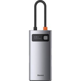 Baseus Metal Gleam 4 in 1 Gri Bağlantı Sayısı 4 Çok Fonksiyonlu Bilgisayar Telefon Hub Adaptörü