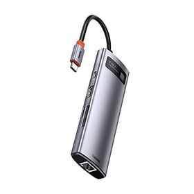 Baseus Metal Gleam 8 in 1 Gri Çok Fonksiyonlu Bilgisayar Telefon Hub Adaptörü