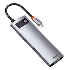 Baseus Metal Gleam 8 in 1 Gri Çok Fonksiyonlu Bilgisayar Telefon Hub Adaptörü