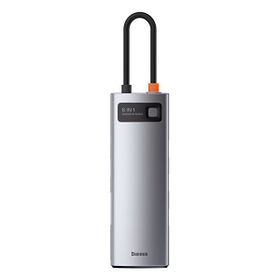 Baseus Metal Gleam 8 in 1 Gri Çok Fonksiyonlu Bilgisayar Telefon Hub Adaptörü