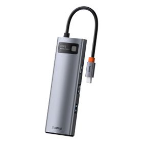 Baseus Metal Gleam 8 in 1 Gri Çok Fonksiyonlu Bilgisayar Telefon Hub Adaptörü