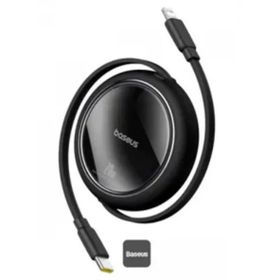 Baseus P10364501111-00 Free 2 Pull Makaralı USB-C to Lightning 20 W 1 mt Siyah Şarj Kablosu