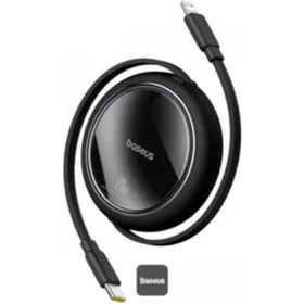 Baseus P10364501111-00 Free 2 Pull Makaralı USB-C to Lightning 20 W 1 mt Siyah Şarj Kablosu