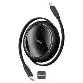 Baseus P10364501111-00 Free 2 Pull Makaralı USB-C to Lightning 20 W 1 mt Siyah Şarj Kablosu