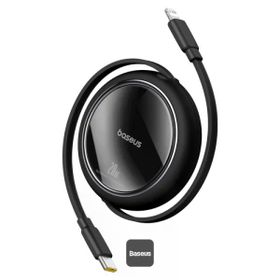 Baseus P10364501111-00 Free 2 Pull Makaralı USB-C to Lightning 20 W 1 mt Siyah Şarj Kablosu