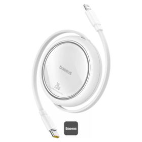 Baseus P10364501211-00 Free 2 Pull Makaralı USB-C to Lightning 20 W 1 mt Beyaz Şarj Kablosu