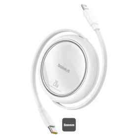 Baseus P10364501211-00 Free 2 Pull Makaralı USB-C to Lightning 20 W 1 mt Beyaz Şarj Kablosu