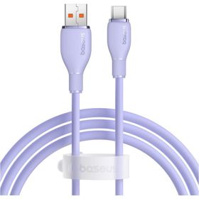 Baseus Pud. USB to C 100W 1.2 m Mor Şarj Kablosu