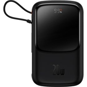 Baseus Q Pow Pro Overseas Edition Dijital Ekranlı 20W 10.000 mAh Lightning Kablolu Siyah Powerbank