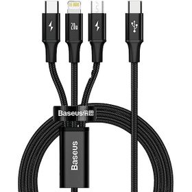 Baseus Rapid 3 İn 1 Hızlı Şarj Type-C to C+L+C PD 20W 1.5 m Siyah Kablosu