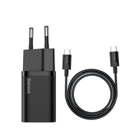 Baseus Süper Sİ PD 25W Type-C TO Siyah Kablo Setli Duvar Şarjı Cihazı