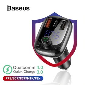 Baseus T Typed S-09 Bluetooth FM Transmitter Çift Usb Araç Şarj Aleti