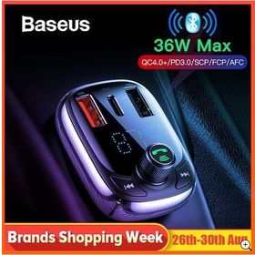 Baseus T Typed S-09 Bluetooth FM Transmitter Çift Usb Araç Şarj Aleti