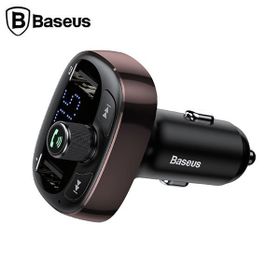 Baseus T Typed S-09 Bluetooth FM Transmitter Çift Usb Araç Şarj Aleti