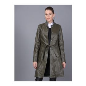 Basics&More B3034 Kadın Haki Deri Ceket