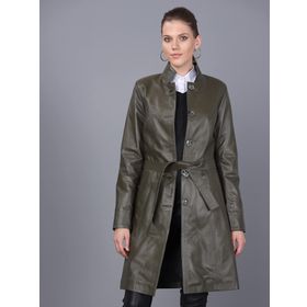 Basics&More B3034 Kadın Haki Deri Ceket