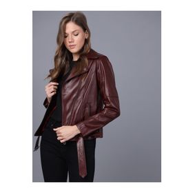 Basics&More BM-01 Kadın Bordo Deri Ceket