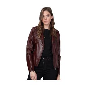 Basics&More BM-01 Kadın Bordo Deri Ceket