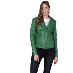 Basics&More BM-02 Kadın Yeşil Deri Ceket