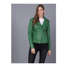 Basics&More BM-02 Kadın Yeşil Deri Ceket