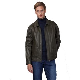 Basics&More E344 Erkek Haki Deri Ceket