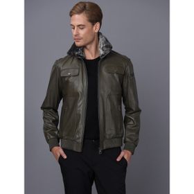 Basics&More ES511 Erkek Haki Deri Ceket