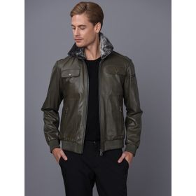Basics&More ES511 Erkek Haki Deri Ceket