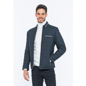 Basics&More Lacivert Tafta Erkek Deri Ceket