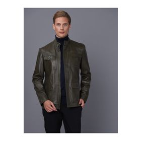 Basics&More Safari Erkek Haki Deri Ceket