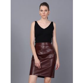 Basics&More SK04 Kadın Mor Deri Etek