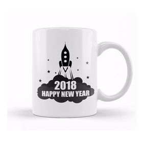 Baskı Dükkanı 2018 Happy New Year Rocket Celebration Kupa Bardak