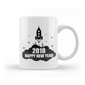 Baskı Dükkanı 2018 Happy New Year Rocket Celebration Kupa Bardak