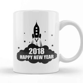 Baskı Dükkanı 2018 Happy New Year Rocket Celebration Kupa Bardak