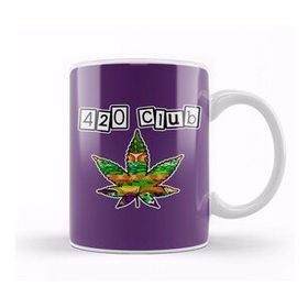 Baskı Dükkanı 420 Club Purple Marijuana Leaf Kupa Bardak