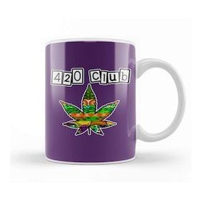 Baskı Dükkanı 420 Club Purple Marijuana Leaf Kupa Bardak
