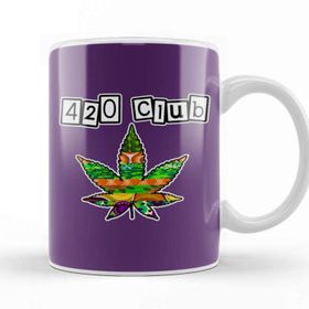 Baskı Dükkanı 420 Club Purple Marijuana Leaf Kupa Bardak