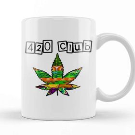 Baskı Dükkanı 420 Club Purple Marijuana Leaf Kupa Bardak