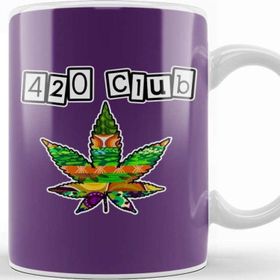Baskı Dükkanı 420 Club Purple Marijuana Leaf Kupa Bardak
