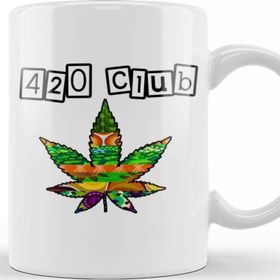 Baskı Dükkanı 420 Club Purple Marijuana Leaf Kupa Bardak