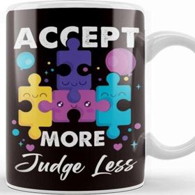 Baskı Dükkanı Accept More Judge Less Autism Awareness Support Puzzle Kupa