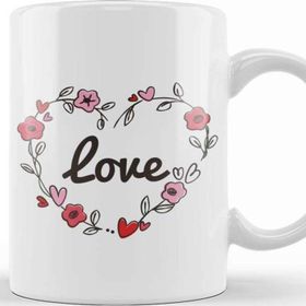 Baskı Dükkanı Adorable Cute Love Flowery Flowers Love Heart Kupa